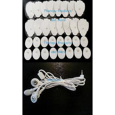 ELECTRODE LEAD CABLE (2.5mm) + 16 LARGE AND 16 SMALL OVAL MASSAGE PADS FOR TENS