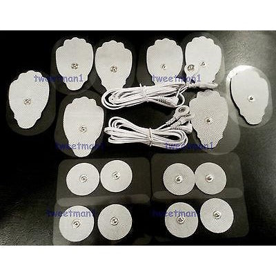 2 ELECTRODE LEAD SNAP WIRES 2.5mm + PADS(8LG + 8SM) FOR ELIKING DIGITAL MASSAGER