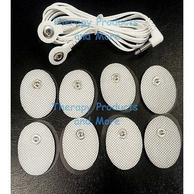 ELECTRODE LEAD CABLE (3.5mm) + 8 OVAL MASSAGE PADS COMPATIBLE w/ EROSTEK ET-312