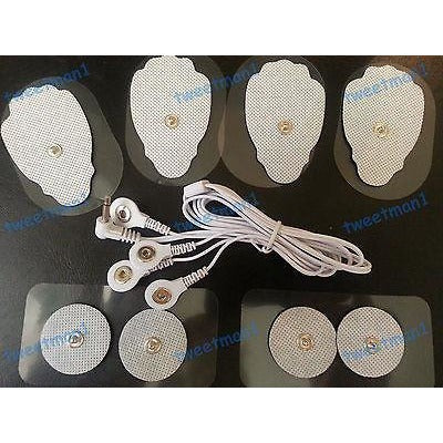 ELECTRODE LEAD CABLE PLUG (3.5mm) + 4LG, 4 SM MASSAGE THERAPY PADS FOR MASSAGER