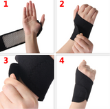 1 Pair Black Tourmaline Self-Heating Wrist Brace Bands - Arthritis Pain Relief, Magnetic Therapy